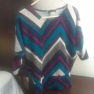 Cute pink green and brown chevron design blouse